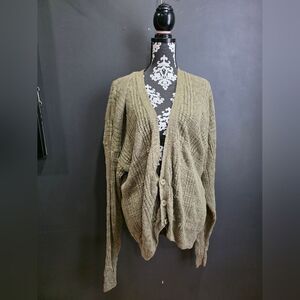 Vintage Giorgio Armani Muted Green Linen Cotton Mens Cardigan Sz L
